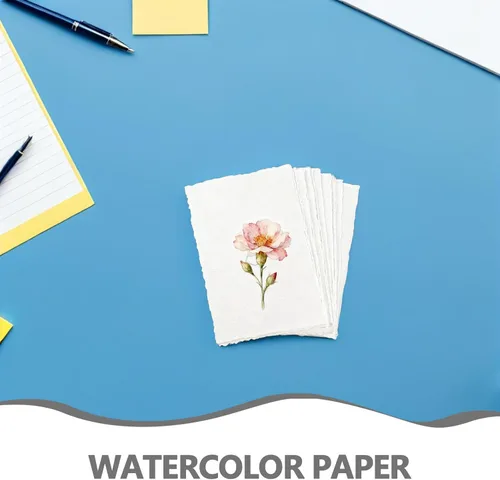 Vista 5 de Generic 25pcs Watercolor Paper - Thick Cotton Pulp Paper Sheets Rough Texture Deckled Edge A6 for Watercolors Acrylics Calligraphy and Creative Art