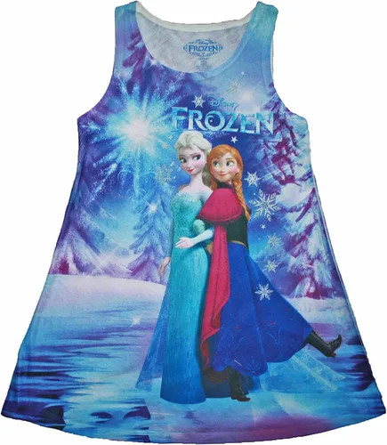 Disney Frozen Little Girls Anna & Elsa Sleeveless Lightweight Sublimated Dress (S (6/6X))