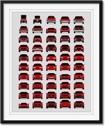 Vista 12 de Custom Car Posters Handmade Poster compatible with Ford Evolution Print Wall Art Décor of the Best of Ford Generations - Multi, 8x10 Metallic Print