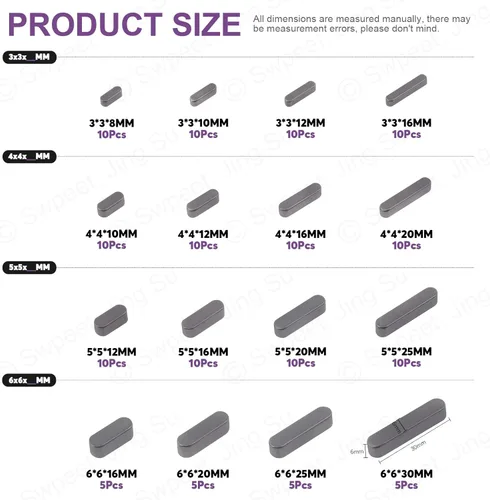 Vista 2 de Swpeet 140Pcs 16 Tamaños Juego de Llaves de Pluma de Extremo Redondo de Acero al Carbono 3 mm, 4 mm, 5 mm, 6 mm Juego de Llaves de Eje de Impulsión