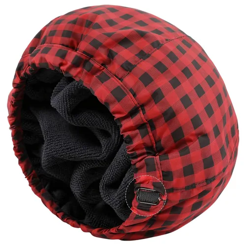 Vista 10 de Gorro de ducha para hombre, gorro de baño negro, reversible, con forro de rizo, grande, impermeable, ajustable, banda elástica, dobladillo elástico