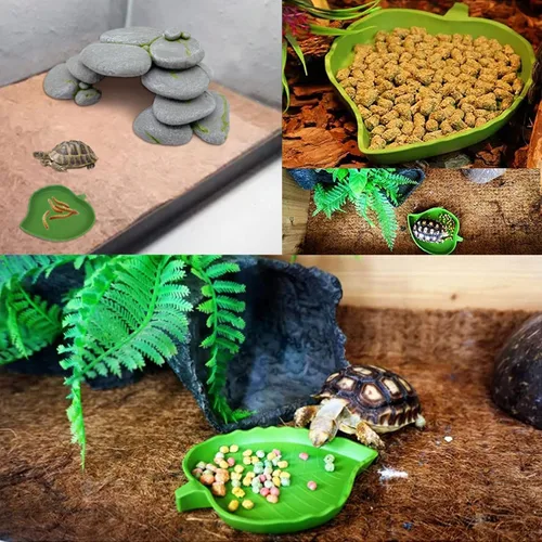 Vista 2 de Tfwadmx Reptile Hide, Turtle Basking Rock, Tortoise Hideout Cave, Reptile Resting Dock with Ramp, Resin Terrarium Habitat Decor for Geckos, Snakes