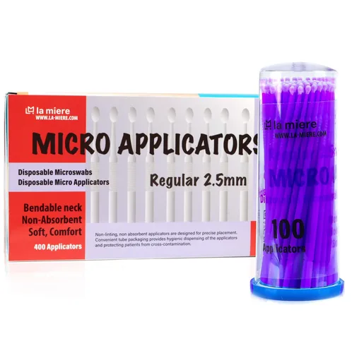 Vista 11 de LA MIERE 400 piezas de cepillos dentales con micro aplicadores finos, microhisopos cilíndricos desechables de 1mm, negros