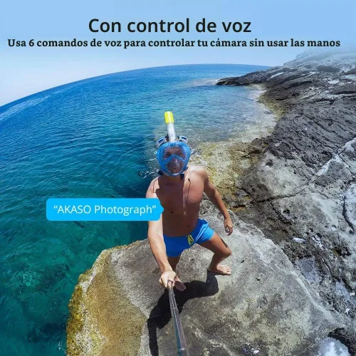 Vista 4 de AKASO Brave 6 Plus Native 4K30FPS 20MP Cámara de acción WiFi con pantalla táctil EIS 4X Zoom Control de voz Control remoto Cámara submarina de 131
