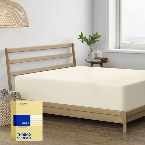 Vista 7 de THREAD SPREAD Paquete de 2 Sábanas Bajeras Twin XL - 100% Algodón Egipcio 600 Hilos Bolsillo Profundo de 16 Pulgadas Sábana Bajera Blanca Twin XL