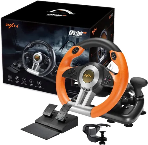 Vista 9 de PXN V3II Gaming Racing Wheel with Pedal PC Steering Wheel 180 Degree steering Wheel for PC, PS3, PS4,Xbox One, Xbox Series XS,N-Switch (orange)