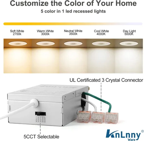 Vista 6 de KnLnny Ware Iluminación Empotrada de Bronce Frotado con Aceite de 4 Pulgadas con Luz Nocturna, Paquete de 6, Luces LED Cardán con Caja