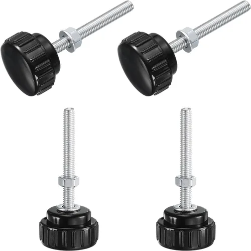 Vista 11 de Uxcell - 4 juegos de pomos moleteados con tornillos de pulgar, tuercas y arandelas, rosca macho métrica M3 x 30 mm, 14 mm de plástico, cabeza de 304