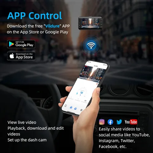 Vista 3 de Edospor Cámara de tablero 4K frontal y trasera integrada WiFi GPS para autos, pantalla IPS de 3 pulgadas con tarjeta SD de 64 GB, gran angular