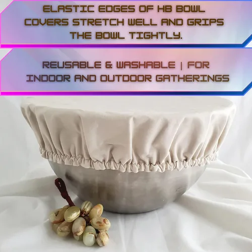 Vista 5 de Set of 6 Reusable Food Bowl Storage Covers ~ Stretchable 100% Cotton Lids For Food Storage Bread Proofing Cover Eco-Friendly Kitchen Gift