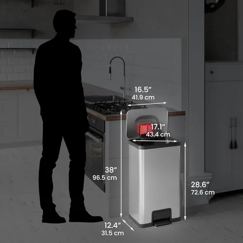 Vista 6 de iTouchless Airstep - Cubo de basura con pedal de 18 galones con sistema de control de olores AbsorbX, capacidad extra de 68 litros de acero