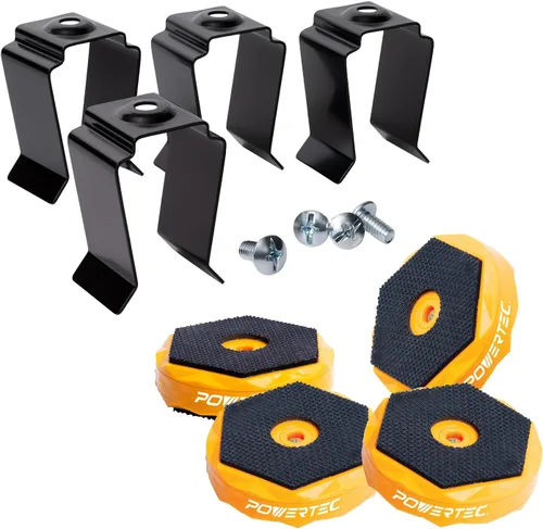 Vista 12 de POWERTEC 72392 - 4 unidades de perros de banco para agujero de perro de 3/4 pulgadas, perro de banco de nailon con inserto de EVA y 2 abrazaderas