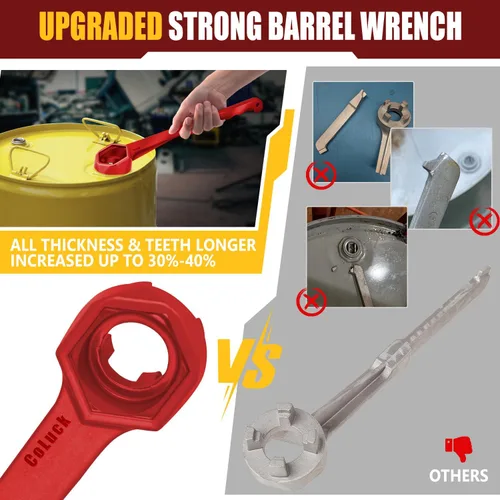 Vista 3 de Llave Bung Wrench de tambor de 55 galones, llave de tambor 3 en 1 actualizada, herramienta de abridor de barril de aluminio para abrir tambor de 10