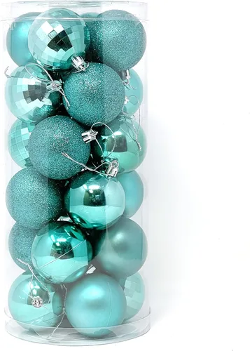 Vista 10 de allgala Bolas de Navidad 24 unidades de 2.33 pulgadas (6CM), bolas de adorno de Navidad preencordadas a prueba de roturas para árbol de Navidad - 4