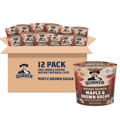 Vista 13 de Quaker Tazas de Avena Instantánea Express, 10g de Proteína, Paquete Variado de 2 Sabores, (Paquete de 12)