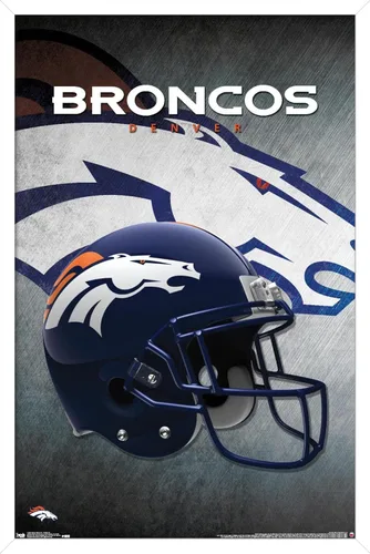 Vista 15 de Trends International NFL Denver Broncos - Póster de pared con casco 16, 14.725 x 22.375 pulgadas, versión enmarcada de madera de granero