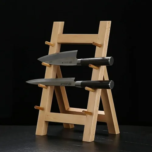 Vista 4 de Soporte de madera para cuchillos oscilante, estante de madera, cuchillo de sauce, herramienta de chef de sushi, bayoneta japonesa, soporte