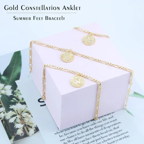 Vista 4 de Initial Anklets for Women Letters A-Z Alphabet 14K Gold Plated Paperclip Chain Beach Foot Jewelry