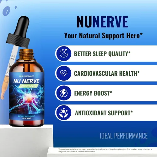 Vista 4 de NuNerve - Gotas para nervios, apoyo a la salud nerviosa, suplemento natural de gotas líquidas NuNerve - Máxima fuerza, fórmula nutricional para un