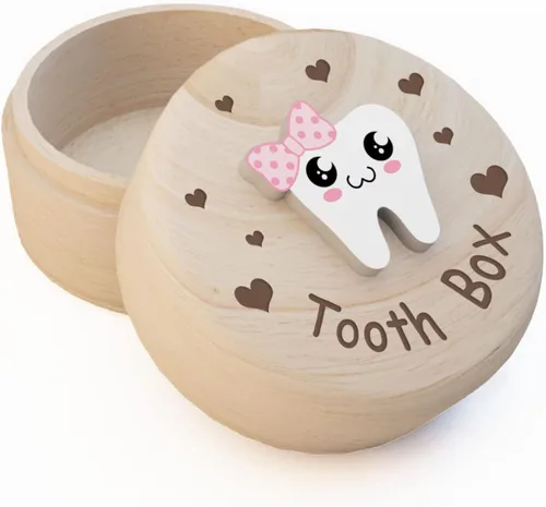 Vista 13 de Caja de la hada de los dientes Azbuk para niñas con bolsa de hada, linda caja tallada en madera con diente en 3D, almacena dientes perdidos
