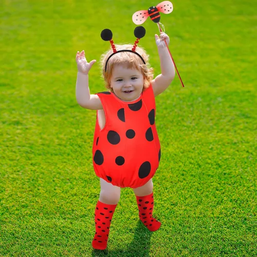Vista 4 de Liitrsh Disfraz de mariquita para bebé, disfraz de animal para carnaval, Mardi Gras, Día Mundial del Libro de Halloween