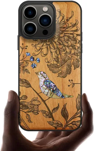 Carveit Funda protectora de madera de diseñador para iPhone 13 Pro (grabado de madera e incrustaciones de carcasa) compatible con 13 Pro MagSafe
