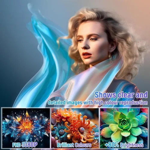 Vista 2 de FEARWIKY Mini Proyector Portátil de Película con WiFi y Bluetooth, Soporte 4K 1080P, Pantalla de 130 Pulgadas Giratoria 180°, Auto Keystone