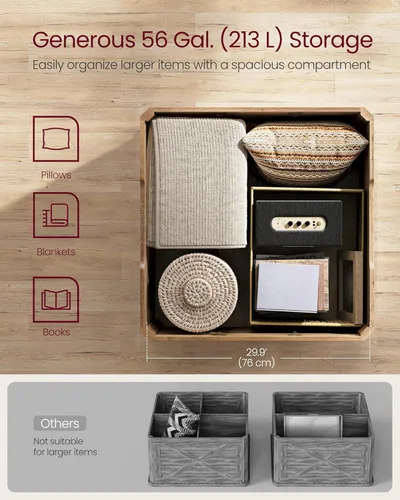 Vista 5 de VASAGLE LIRY Collection ULCT232K41 - Mesa de centro cuadrada para sala de estar, con compartimento oculto, tapas abatibles, color marrón miel