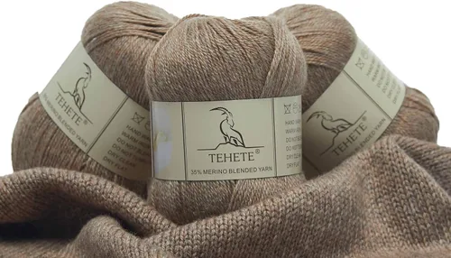 Vista 20 de Ovillo de lana de merino para tejer (3 capas) suave y ligero de 150g para ganchillo (Beige)