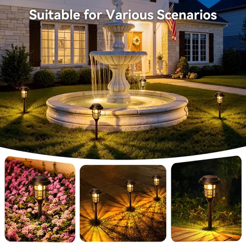 Vista 7 de LETMY Luces solares para caminos al aire libre, paquete de 8 luces solares brillantes para exteriores, IP66, impermeables, luces solares de jardín