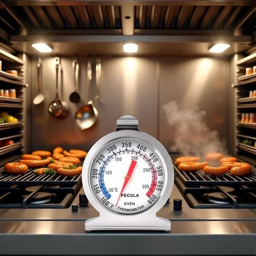 Vista 8 de Termómetro de horno plateado de 122.0-572.0 °F/100-600 °F, termómetro de acero inoxidable para cocinar, termómetro de cocina con esfera grande