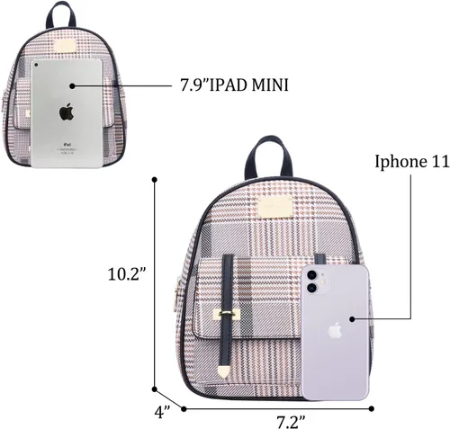 Vista 6 de KKXIU Mochila pequeña para mujer, bolso convertible de cuero para mujer