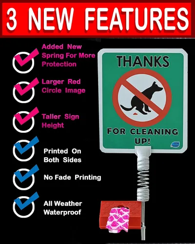 Vista 2 de Dispensador de bolsas para excrementos de perro sin excremento Evita que los perros hagan defecos en tu césped Letrero con texto en inglés