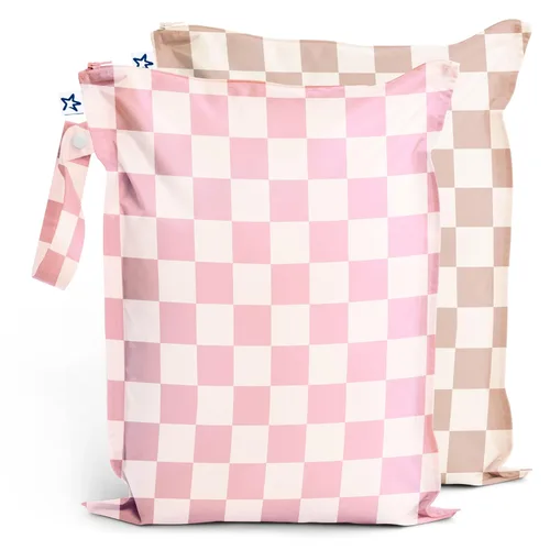 Vista 37 de Tiny Twinkle Bolsas húmedas a prueba de desorden Paquete de 2 bolsas húmedas reutilizables impermeables para trajes de baño Ropa de bebé Bolsa