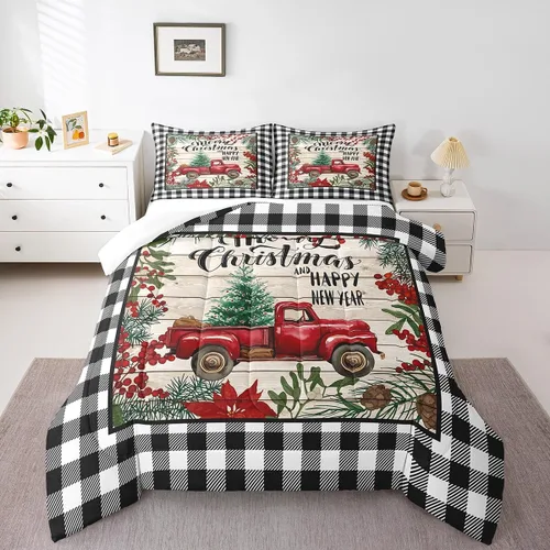 Vista 39 de Manfei Juego de edredón de Navidad, tamaño King, juego de edredón de árbol de Navidad, muñeco de nieve con 2 fundas de almohada, juego de ropa