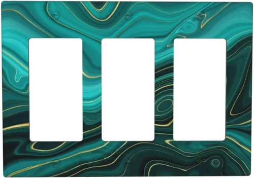 Vista 178 de Placa de Cubierta de Interruptor de Luz de 2 Posiciones Combinación de Abstracción/1 Toggle 1 Rocker Placas Decorativas de Pared de Plástico Negro