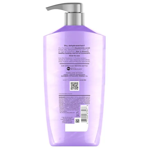 Vista 11 de L'Oreal Paris Elvive Hyaluron Plump Champú hidratante para cabello deshidratado y seco infundido con complejo de cuidado de ácido hialurónico, sin
