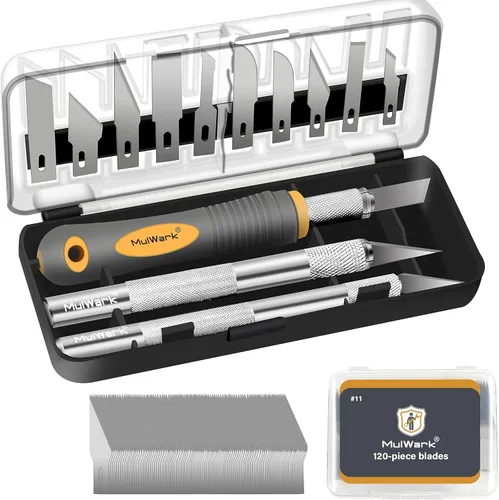 Vista 8 de MulWark Exacto Juego de cuchillos Kit de cuchillos para manualidades Kit de 16 piezas de precisión para manualidades con cuchillos afilados
