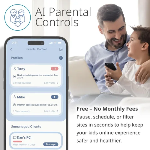 Vista 10 de D-Link Enrutador de malla WiFi 6 M60 AX6000, diseño esculpido listo para decoración, WAN de 2.5 Gbps + LAN de 4 Gbps, juegos, transmisión, Internet