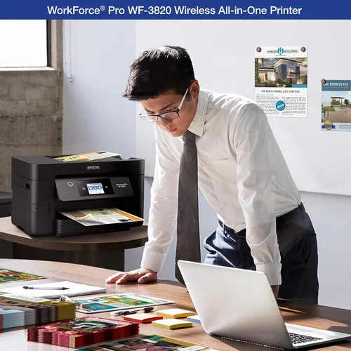 Vista 4 de Epson WorkForce Pro WF-3820 Impresora inalámbrica todo en uno, impresión automática a 2 caras ADF de 35 páginas, bandeja de papel de 250 hojas