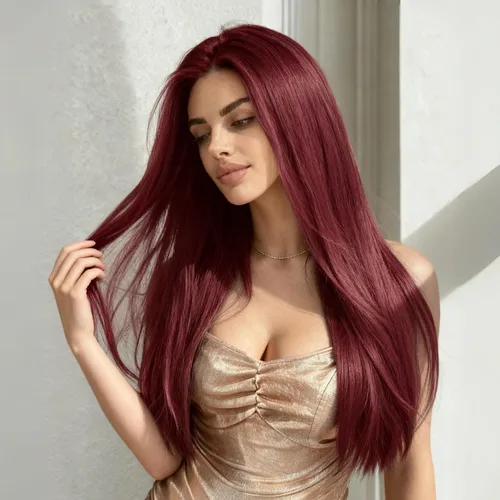 Vista 8 de Extensiones de cabello sintético con clip, color burdeos de 18 pulgadas de largo, invisibles, gruesas, extensiones de cabello lacio con clips, 5