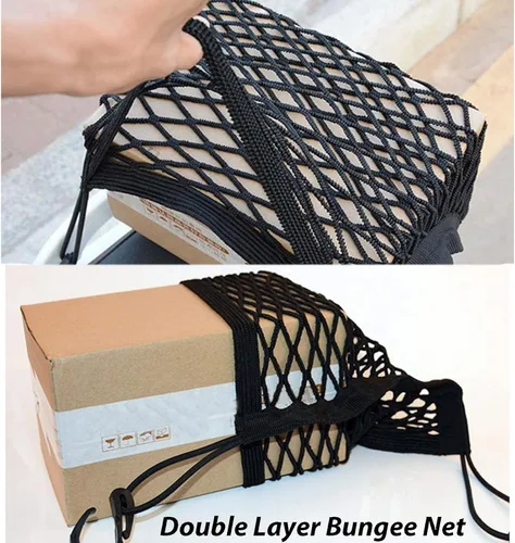 Vista 3 de 2 redes de carga para motocicleta, red de motocicleta de doble capa de alta elasticidad para almacenamiento de cascos, red de carga elástica de 10 x