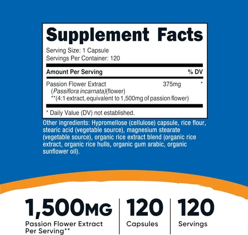 Vista 2 de Nutricost Extracto de flor de la pasión (equivalente a 1,500 mg) 120 cápsulas, sin gluten, sin OMG y apto para vegetarianos
