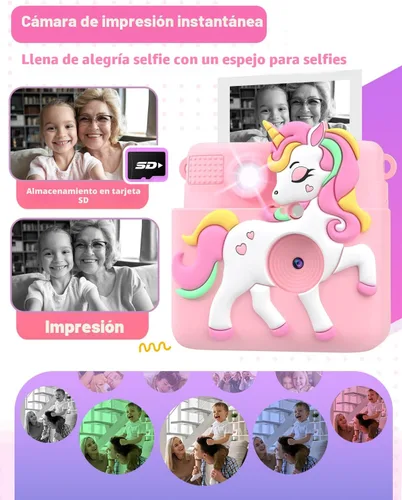 Vista 3 de Cámara de impresión instantánea para niños con cubierta de silicona, regalos creativos para niñas de 4 a 12 años, cumpleaños, Navidad, juguete