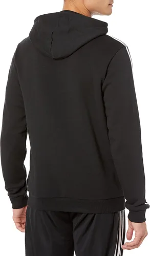 Vista 2 de adidas Sudadera con capucha de forro polar de 3 rayas para hombre, Gris jaspeado medio-negro.