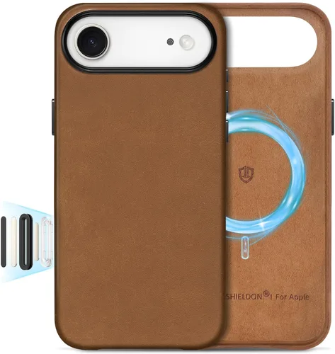Vista 60 de SHIELDON Funda de cuero genuino para iPhone 17 de 6.3 pulgadas 2025 Compatible con Magsafe, botón de cámara actualizado, carga inalámbrica