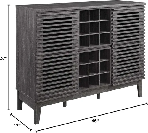 Vista 3 de Modway Render Mid-Century - Armario moderno para bar de vinos, color carbón, 17 x 46 x 37 pulgadas