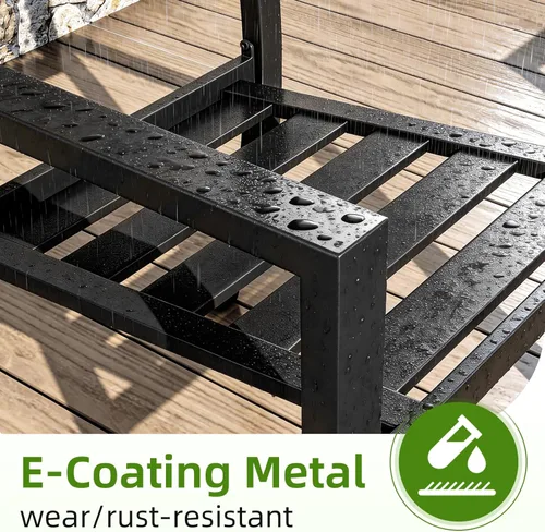Vista 5 de AECOJOY Sillas de comedor de metal para patio, 2 piezas, sillas de comedor al aire libre con reposabrazos, sillas apilables con marco de metal