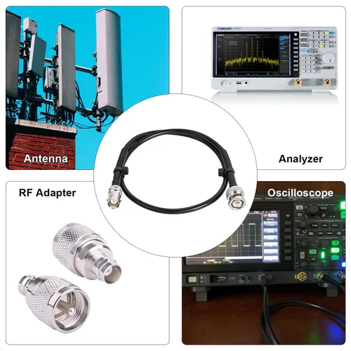 Vista 4 de MOOKEERF Cable coaxial BNC macho a BNC hembra de 50 ohmios RG8X coaxial de pérdida ultra baja para antena, radio RF, módem, osciloscopio, espectro