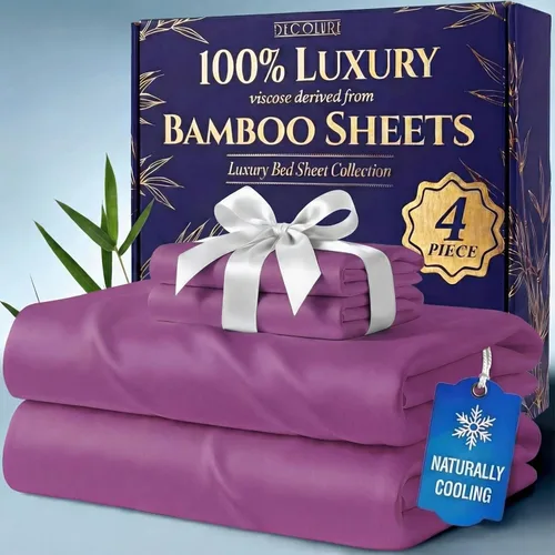 Vista 19 de DECOLURE Sábanas 100% Viscosa Derivada de Bambú Tamaño Individual - Sábanas de Lujo de 3 Piezas Naturalmente Refrescantes, Juego de Cama Ultra Suave